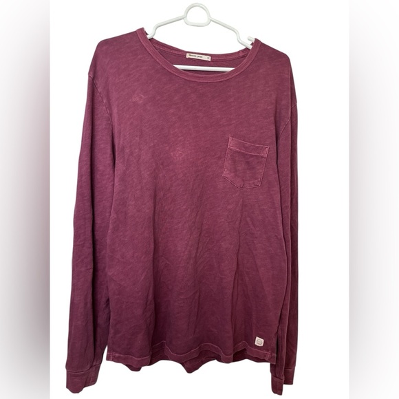 Marine Layer Deep Red Crew Neck Long Sleeve Tee Shirt - Picture 1 of 6